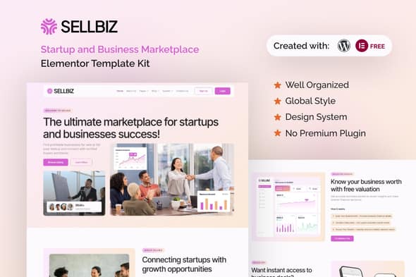 Sellbiz - Startup and Business Marketplace Elementor Template Kit