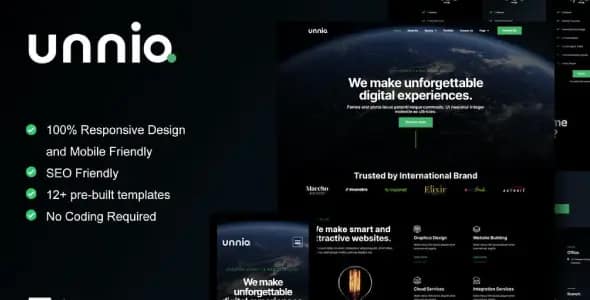 Unniq – Dark Digital Creative Agency Elementor Template Kit